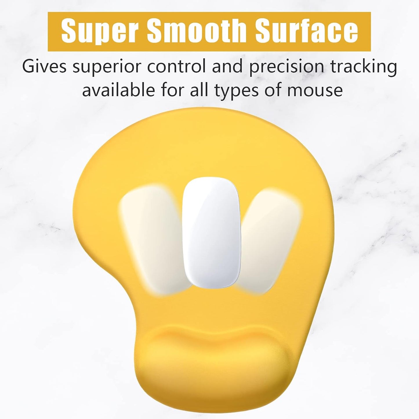 Hsurbtra Ergonomic Mouse Pad with Wrist Rest Support, Gel Mouse Pads with Non-Slip PU Base, Pain Relief Memory Foam Computer Mat, Cute Office Supplies Desk Decro Accessories, Apricot Yellow