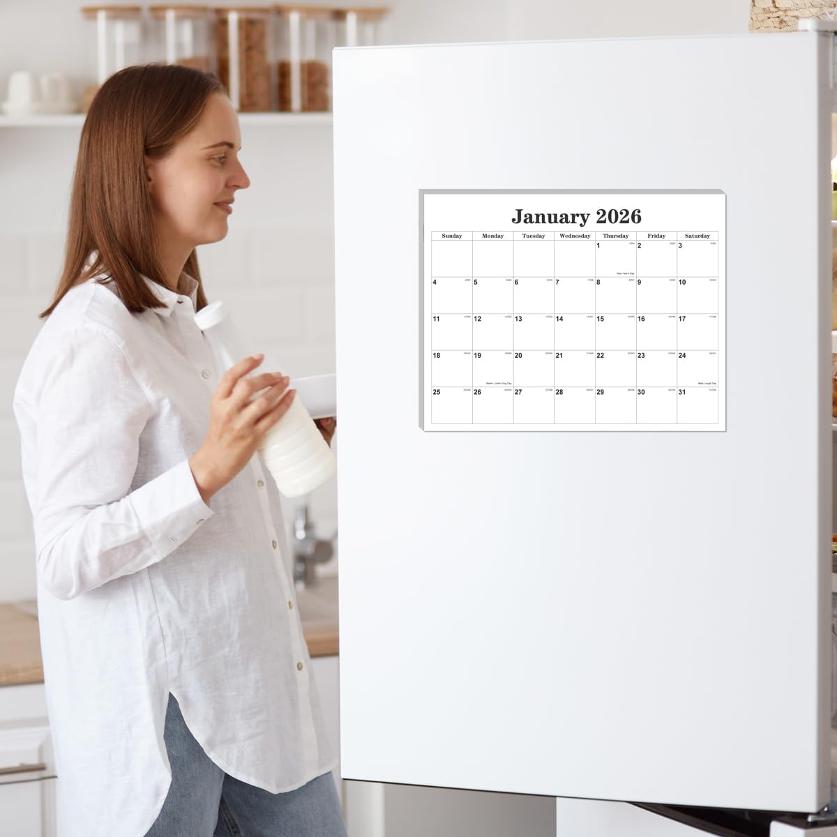 Magnetic Fridge Calendar 2026-2027 - Calendar 2026 from January 2026 Until June 2027-18 Monthly Refrigerator Calendars With Minimal Designs for Organizing, 8.5" x 11", Black
