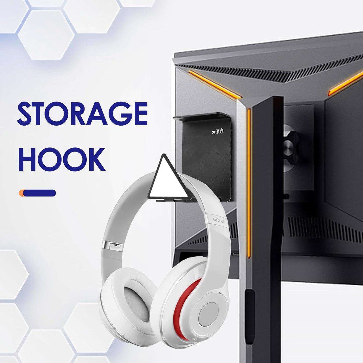 HC128 Headphone Holder Hanger for Desk, Include Adhesive Strips, Universal Headset Stand for PS4/PS5/Xbox/PC/Mac/Headphones Game Controller Hanger (Including 4 Types)