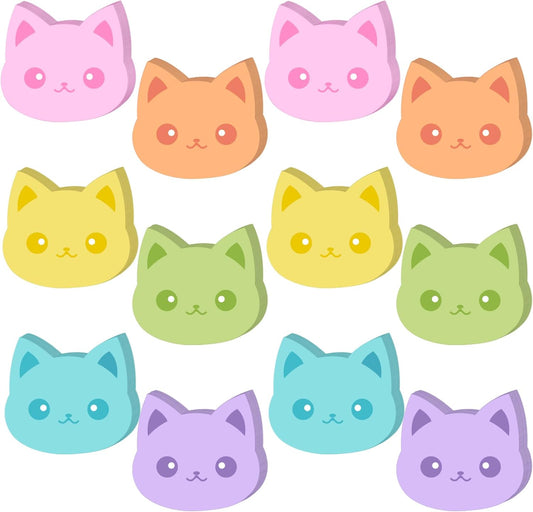 Yinder 24 Pads Cute Sticky Notes Fun Kawaii Animal Sticky Notes Pads Bulk Cartoon Memo Self Adhesive Gift for Christmas Veterinary Office School Tab Party Supplies(Novelty Cat)