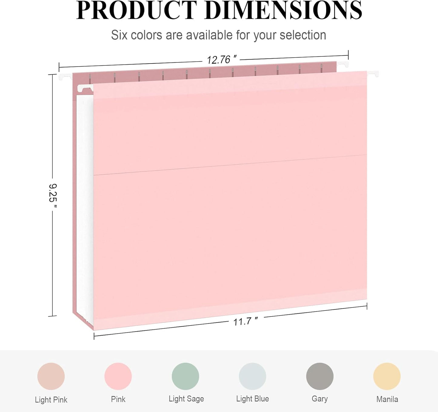 ViVin Hanging File Folders, 1/5-Cut Adjustable Tabs with 48 Per Box, 2 Inch Expansion, 48 Pack Letter Size Hanging File Folders, Designed for Office Home School Filing Cabinet(Assorted)