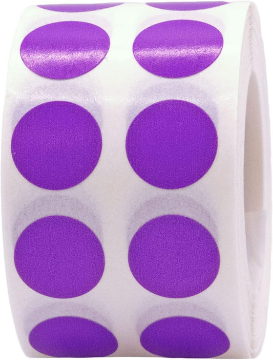 Purple 1/2" Inch Transparent Color Coding Labels, 1,000 Total Adhesive Stickers On A Roll, Ideal for Planners, Journals, Mailing Seals and Crafting Ideas