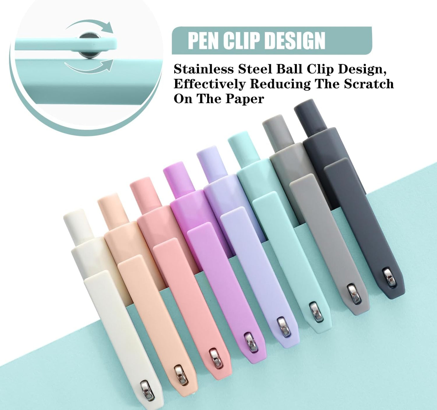 Gel Pens,8pcs Fine Point Smooth Writing Black Ink Retractable Journaling Pens Ballpoint, Quick-Dry Cute Fidget Pens for School Supplies Office Desk Accessories
