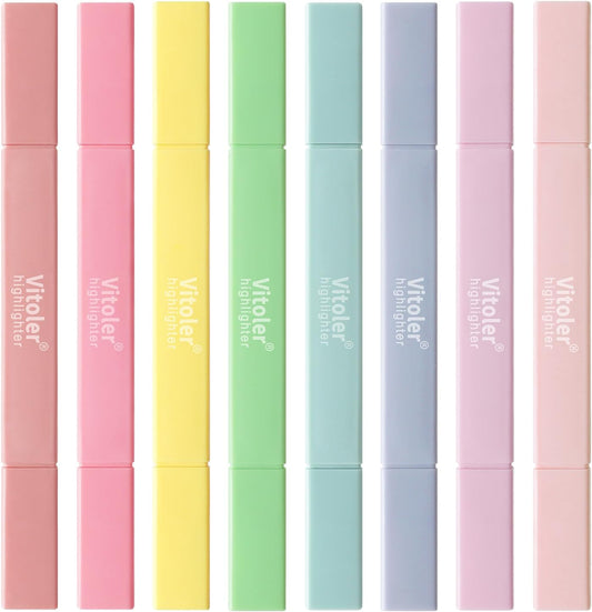 Vitoler Bible Highlighters,8 Pack Pastel Colors Highlighters Set for Book,Double Sided Highlighter for Journaling Supplies and School Accessories