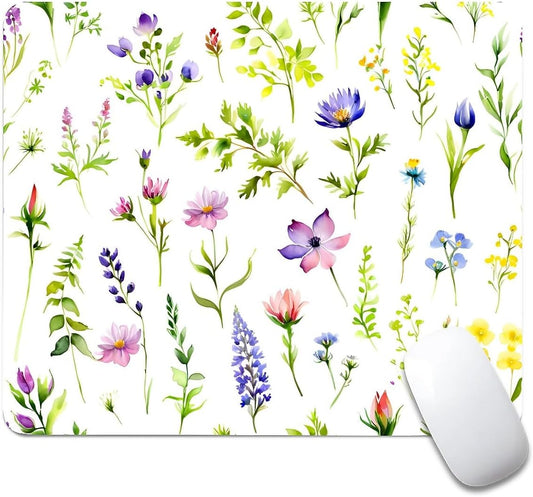 Square Mouse Pad Beautiful Flowers Plants 4, Personalized Premium-Textured Custom Mouse Mat Design, Washable Mousepad Cloth, Non-Slip Rubber Base Computer Mouse Pads for Wireless Mouse
