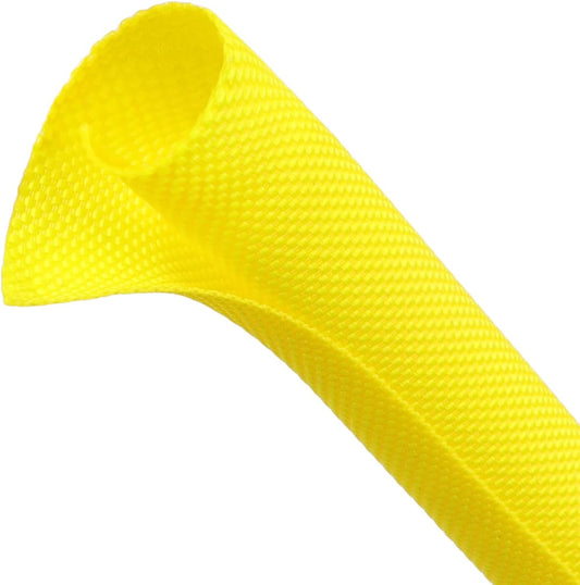 Automotive Wire Loom Tubing, Split Braided Cord Protectors from Pets No Chew, Flexible Cable Sleeve Cable Management for TV/Computer/Electric Wires (Yellow, 3/4"-10ft)