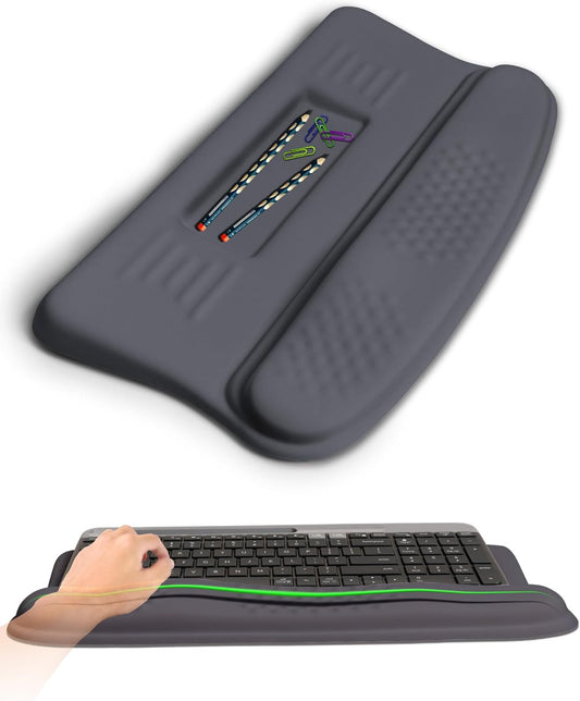 Ergonomic Wave Wrist Rest with Keyboard Stand, Cushioned Palm Rest, Comfortable Integrated Memory Foam for Natural Typing and Relieve Wrist Pain, Starry Sky Grey