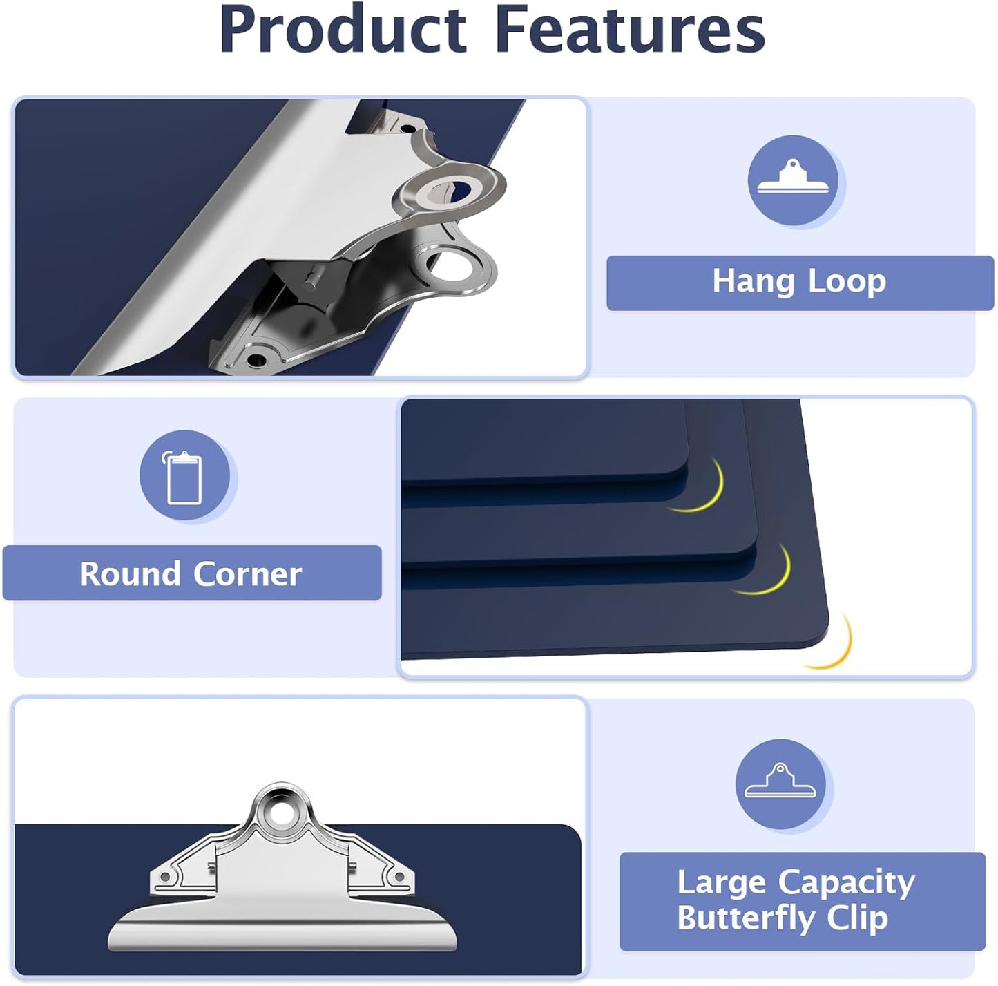Legal Size Clipboard, Blue Plastic 8.5 x 14 Clip Board for Lawers, Heavy Duty Butterfly Clip, 9 x 15 in, Office & School Supply(Pack of 10)