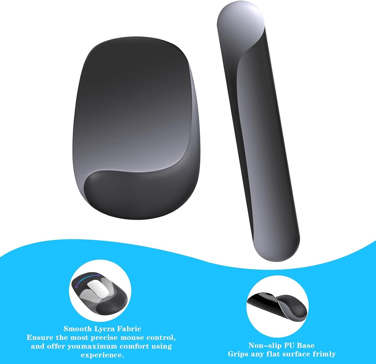 Wrist Rest for Keyboard and Mouse, Ergonomic Gel Computer Keyboard Wrist Rest with Memory Foam, Keyboard Wrist Support Pad for Long Hours of Work, Gaming, Studying-Relieve Wrist Pain (Black Suit)