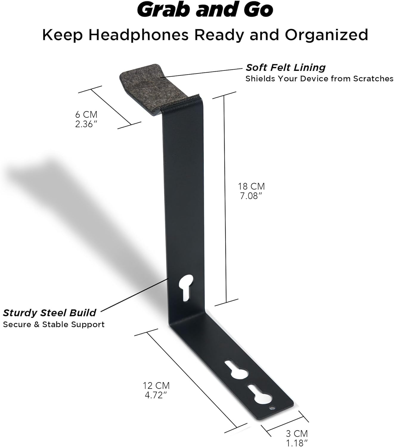 Moodular Add-ons Headphone Stand [Accessory Only - Requires Moodular Wooden Monitor Stand Slide Rails for Use] Black MSA-HS