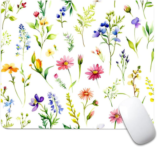 Square Mouse Pad Beautiful Flowers Plants 2, Personalized Premium-Textured Custom Mouse Mat Design, Washable Mousepad Cloth, Non-Slip Rubber Base Computer Mouse Pads for Wireless Mouse