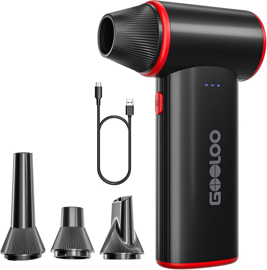 GOOLOO F3 Compressed Air Duster, 150000 RPM Portable Electric Air Duster for Cleaning, 3-Speed Adjustable Air Blower with Fast Charging, Rechargable Leaf Blower for Computer, Car, Keyboard, Outdoor