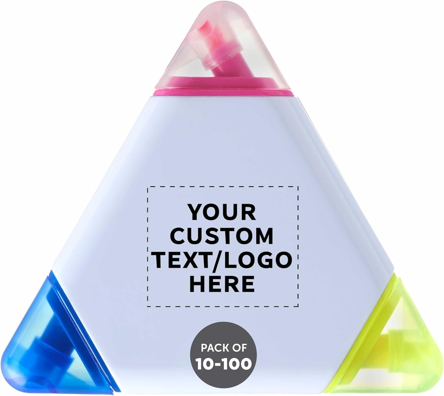 DISCOUNT PROMOS Custom Highlighters Set of 10/50/100, Personalized Bulk Pack Durable Chisel Tip Textbook Highlighters Handy and Easy to Store - Triangle