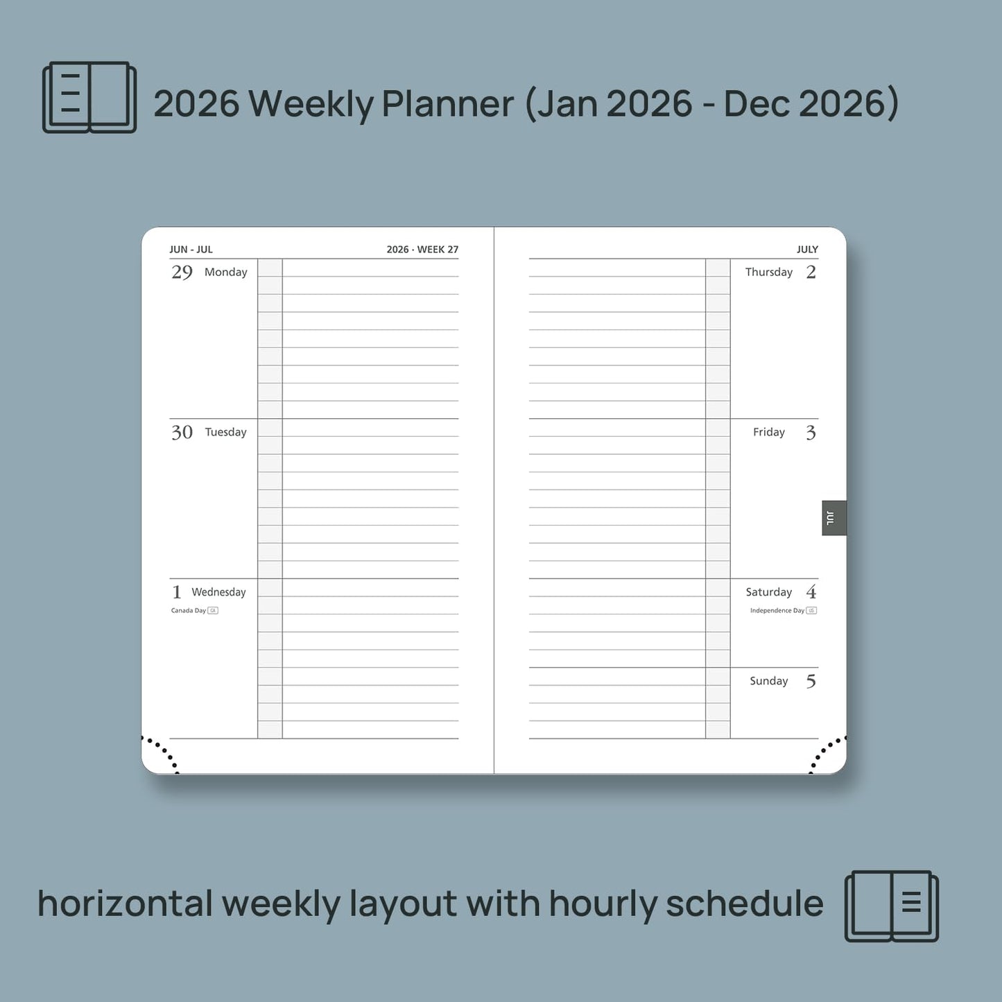POPRUN 2026 Weekly & Monthly Planner Calendar,Pocket 4'' x 6.25'', Horizontal Layout with Lined Sections, Jan. 2026 - Dec. 2026, Leather Hardcover, 100GSM Paper, Inner Pocket - Army Green