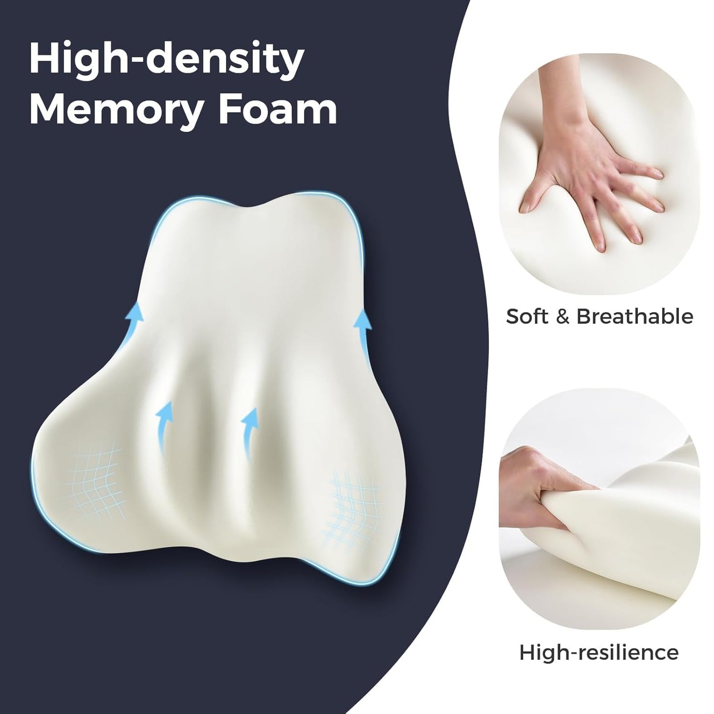 Coverado Lumbar Support Pillow for Car, Ergonomic Memory Foam Back Pillow for Office Chair, New Back Cushion for Pain Relief, PU Leather Car Lumbar Support for Driving Seat