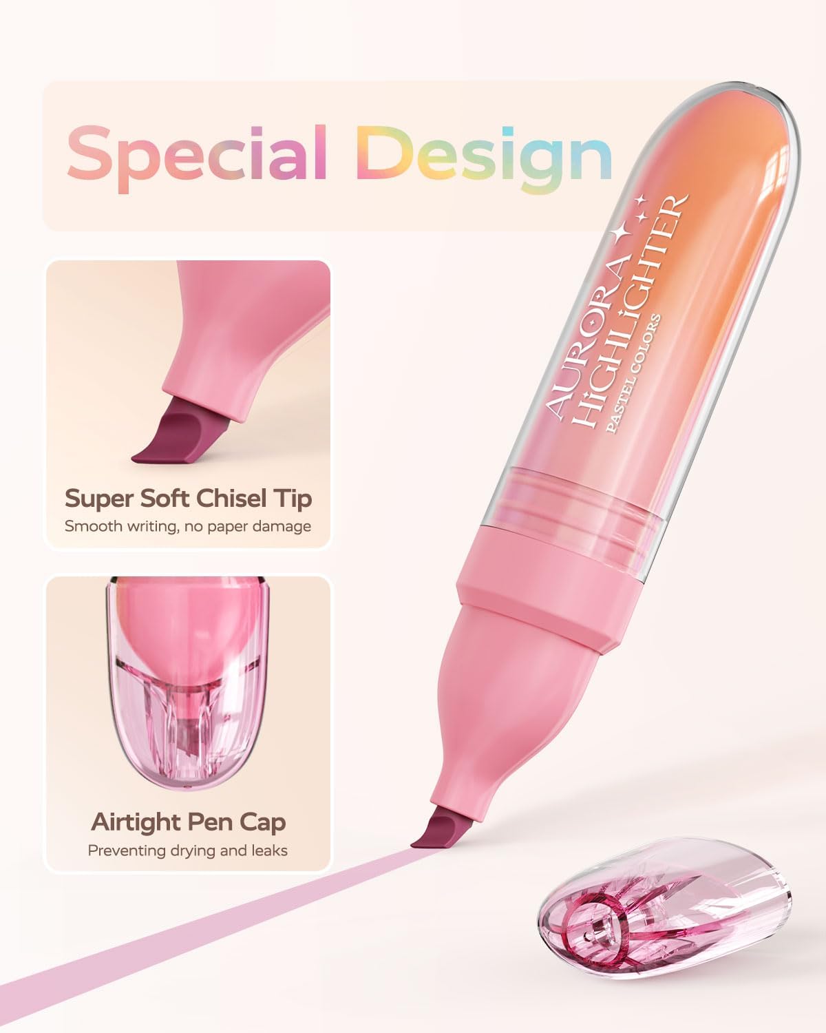 Four Candies 12 Pcs Highlighters Assorted Colors, Cute Pastel Highlighter Set, Dry Quickly, Soft Chisel Tip, No Bleed Bible Highlighter, Aesthetic Highlighters fo Purple Christmas Gifts