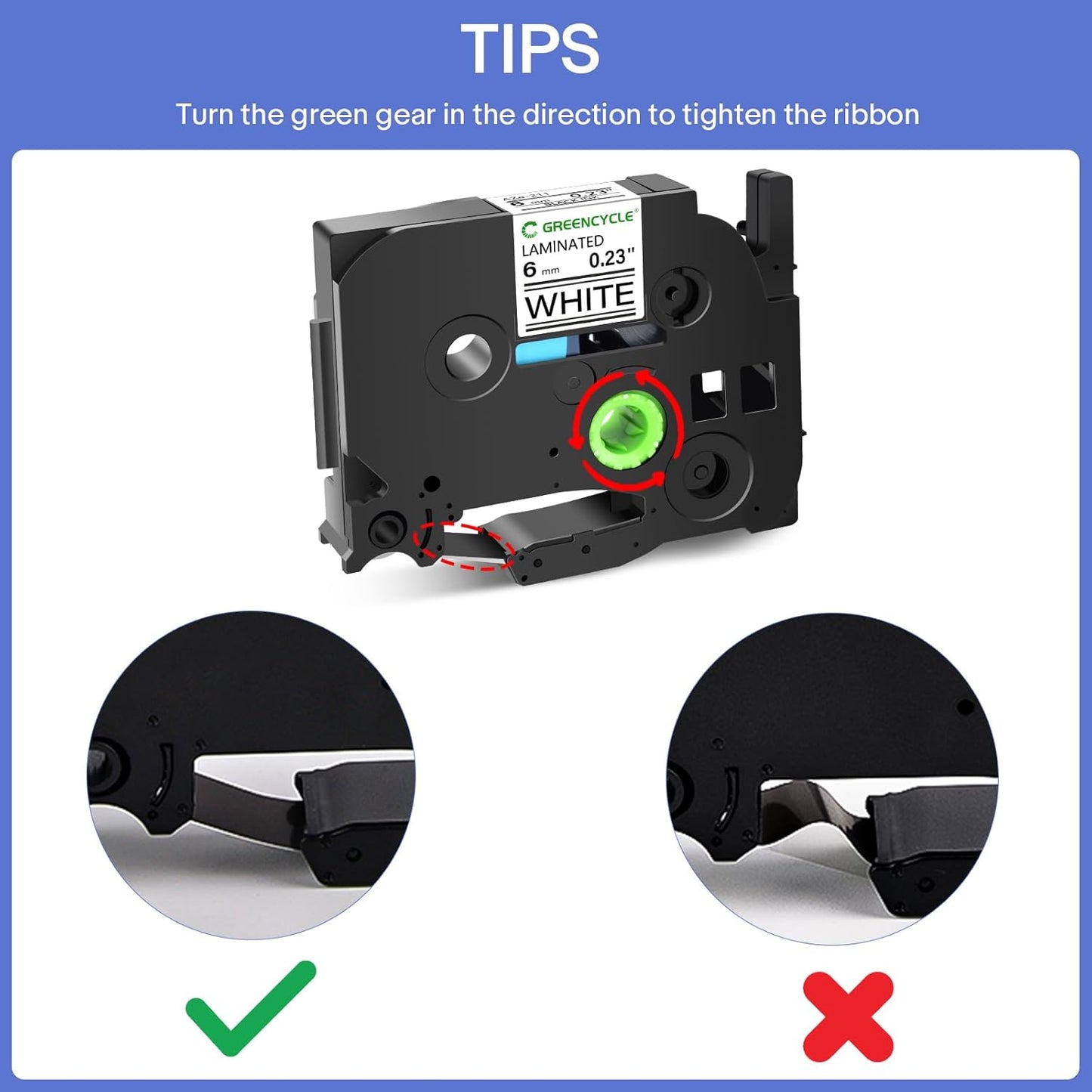 GREENCYCLE 10-Pack Compatible for 1/4" 0.23" 6mm Black on White TZe-211 AZE211 TZ-211 TZ211 Standard Laminated Label Tape for Ptouch PT-D210 PTD400AD PT1230 PTH110 PT Cube Labeler