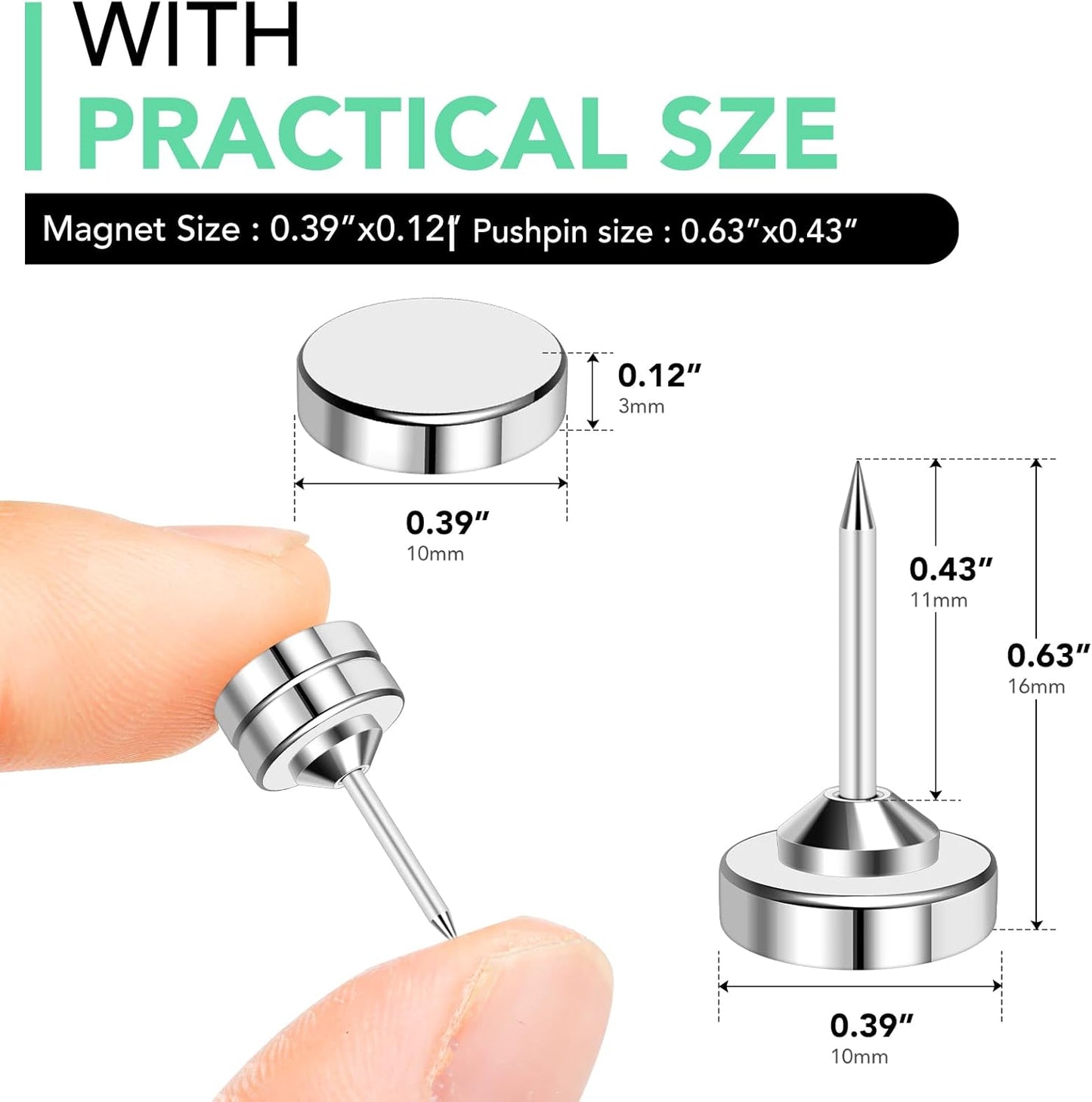 E BAVITE Magnetic Pushpins, 50 Sets Magnet Thumb Tacks for Whiteboard Wall Cork Board Bulletin Cute Decorative Push Pins Clip Magnetic Photo Poster Hanger