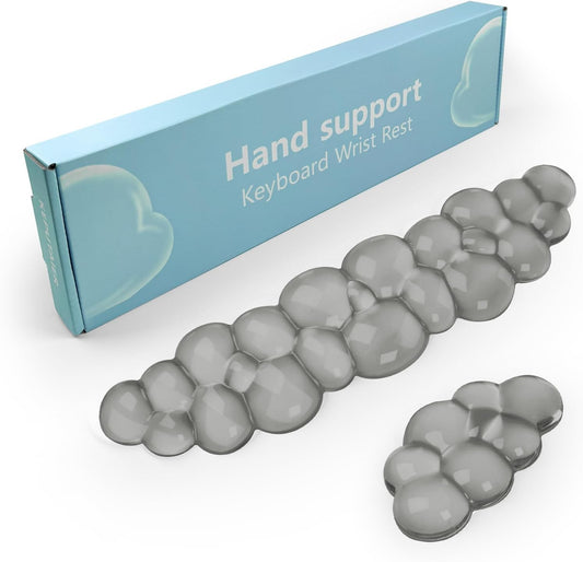 Gel Cloud Keyboard and Mouse Wrist Rest, Cute Wrist Support and Arm Support Keyboard Rest for Keyboard and Mouse Typing Pain Relief，Suitable for Office/Computer/Laptop/Gaming (Gray)