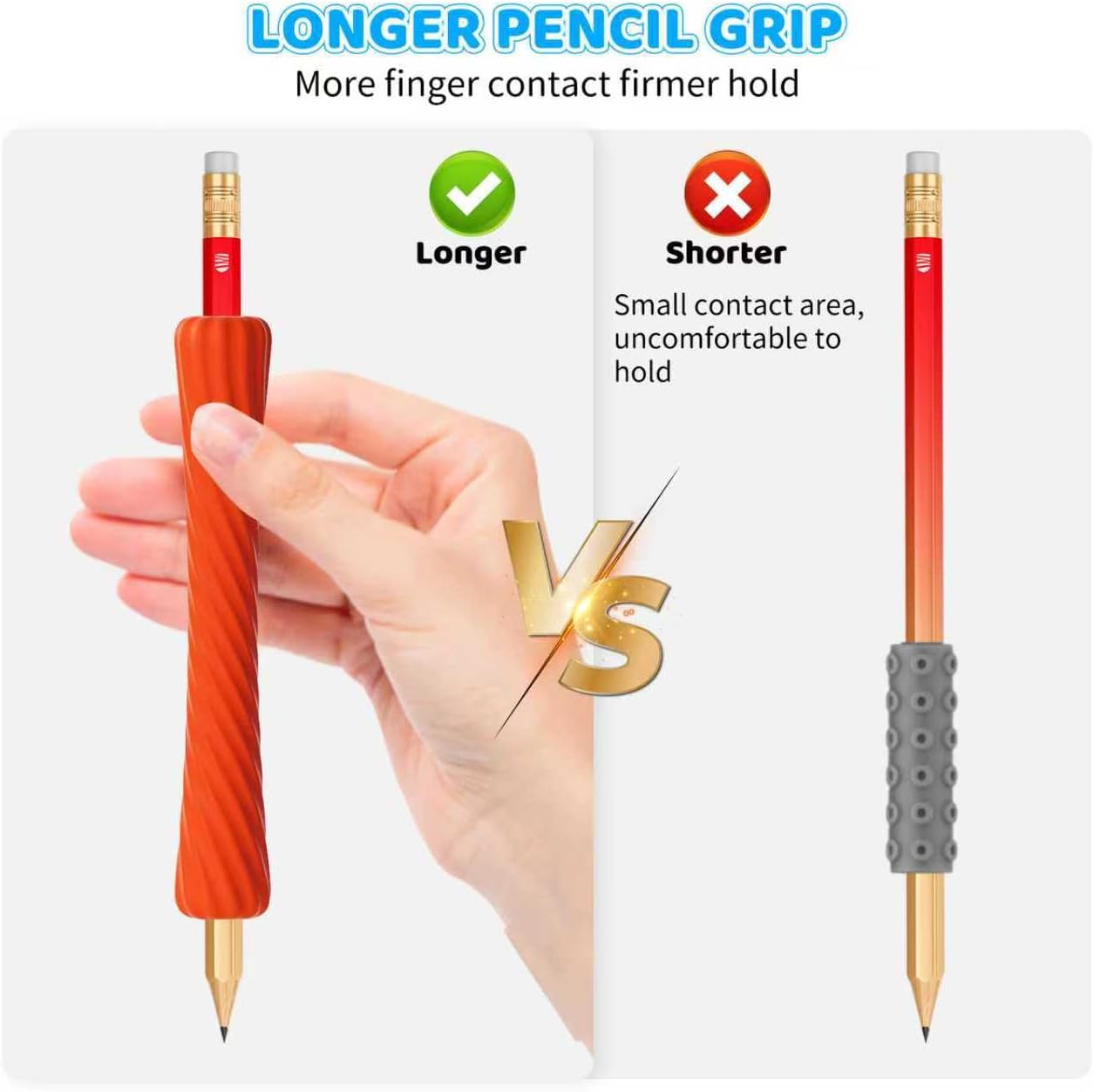 4-Pack Textured Silicone Pencil Grips-Autism Anxiety Relief for Kids & Adults,ADHD Tools & Sensory Focus,Quiet Classroom&Travel Fidget Tool for Focus,Keep Calm.