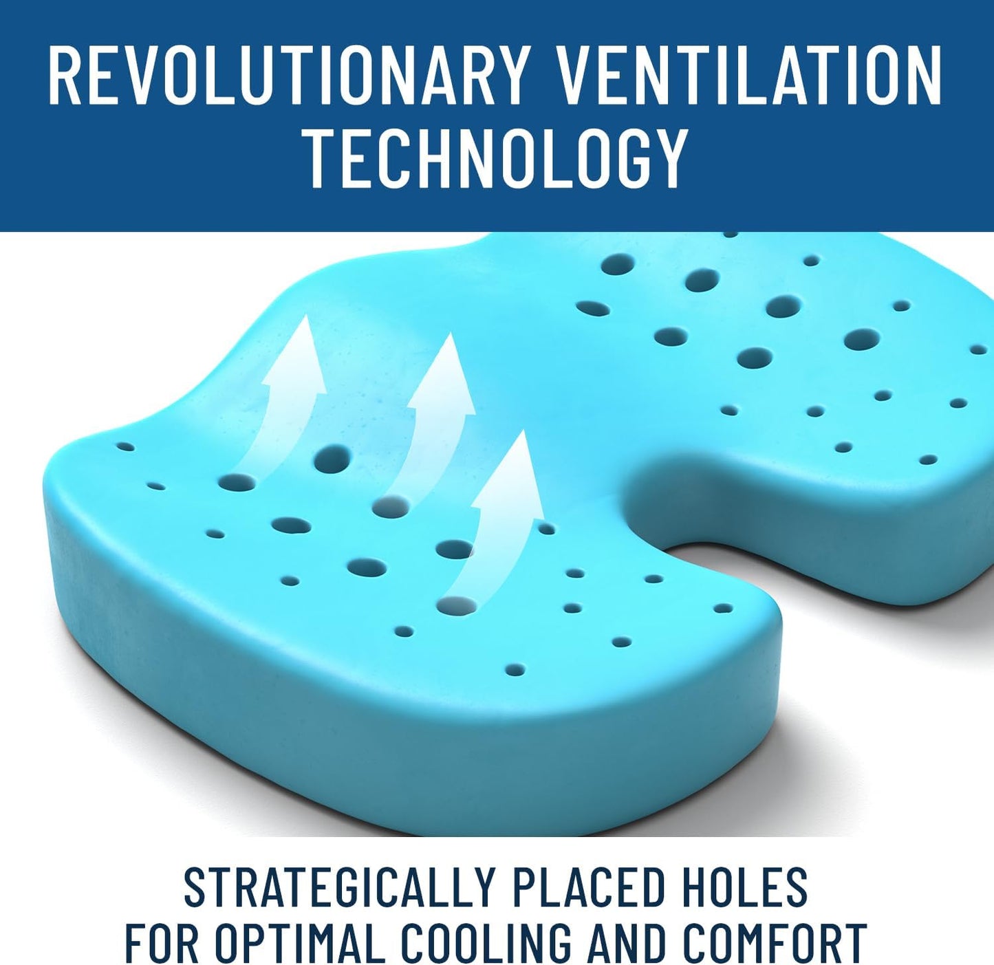 Everlasting Comfort Doctor Recommended Memory Foam Seat Cushion for Office Chairs & Car - Ergonomic Office Desk Accessories - Cushions for Tailbone Pain Relief, Sciatica (Black Ventilated, Large)