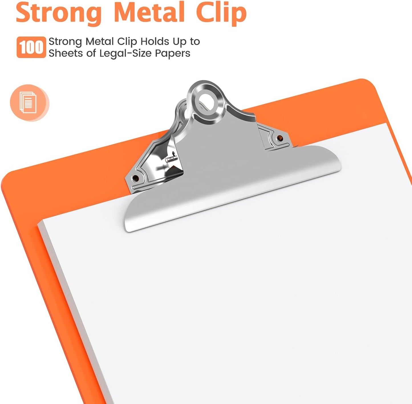 Legal Size Clipboard, Orange Plastic 8.5 x 14 Clip Board for Lawers, Heavy Duty Butterfly Clip, 9 x 15 in, Office & School Supply(Pack of 10)