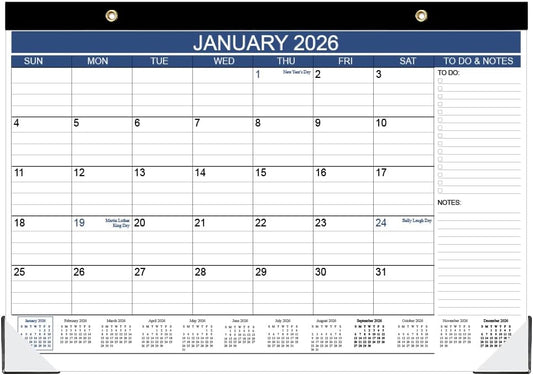 Desk Calendar 2026-2027, Runs Jan 2026 to Jun 2027, Desk-Calendar with to-do List, 140gsm Paper, 18 Monthly, 17" x 12" Calendar 2026-2027, Desk Calendars for School, Home or Office