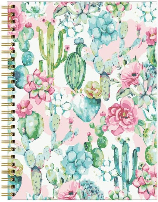 Spiral Journal Notebook for Women,A5 College Ruled Notebooks 6"x 8.4", 120 Pages (60 Sheets) Lined Journal with Premium Thick Paper,Perfect for School Office Home(Watercolor Cactus Floral)