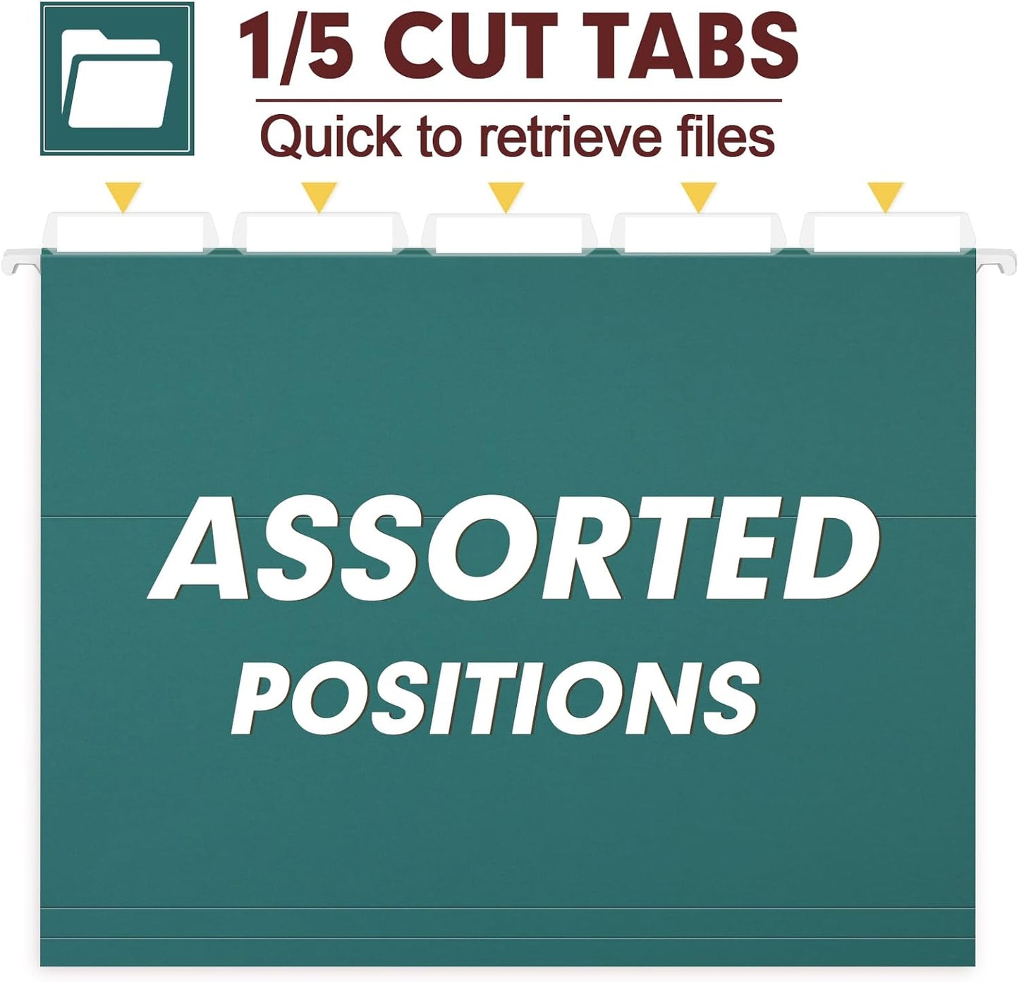 HERKKA Hanging File Folders, 30 Pack Reinforced Letter Size Hanging Folders, Designed for Bulky Files, Filing Cabinet, 1/5-Cut Adjustable Tabs (Teal)