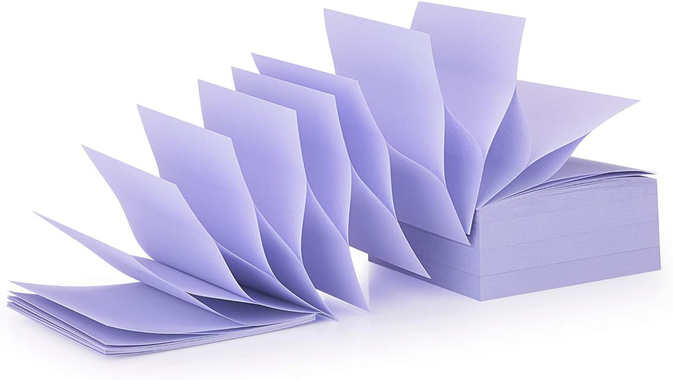 ZCZN 400 Sheets Pop-up Sticky Notes, 3 x 3 Inches, 4 Pads Bright Color Self-Stick Notes, 100 Sheets/Pad, Light Purple