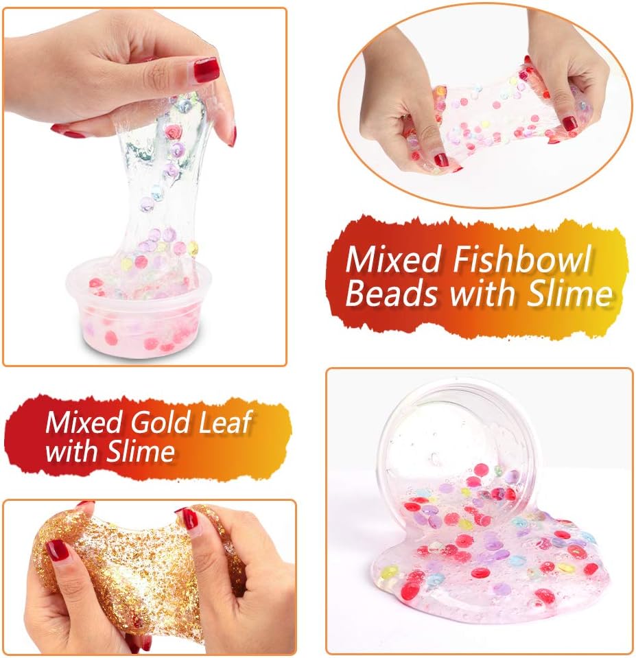 Slime Supplies Kit, 162 Pack Add Ins Slime Kit for Kids Girls Slime Making, Including Foam Balls, Glitter, Fishbowl Beads, Charms, Clear Containers by WINLIP
