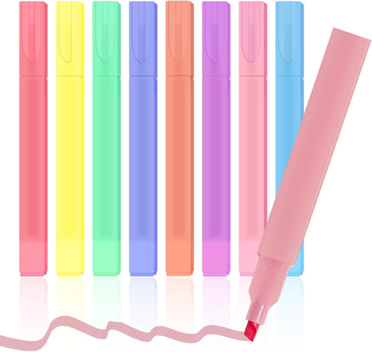 YOOUSOO Highlighters Assorted Colors, 8 Pcs Bible Highlighters, Aesthetic Cute Pastel Highlighter Set, Bible Highlighter and Pens No Bleed, Chisel Tip, Candy Colors, No Bleed Bibles Assorted Colors