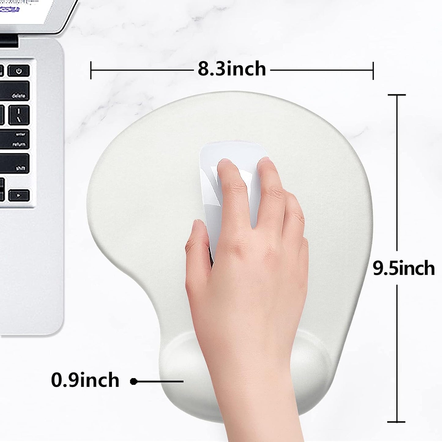 Hsurbtra Ergonomic Mouse Pad with Wrist Rest Support, Gel Mouse Pads with Non-Slip PU Base, Pain Relief Memory Foam Computer Mat, Cute Office Supplies Desk Decro Accessories, Space Gray