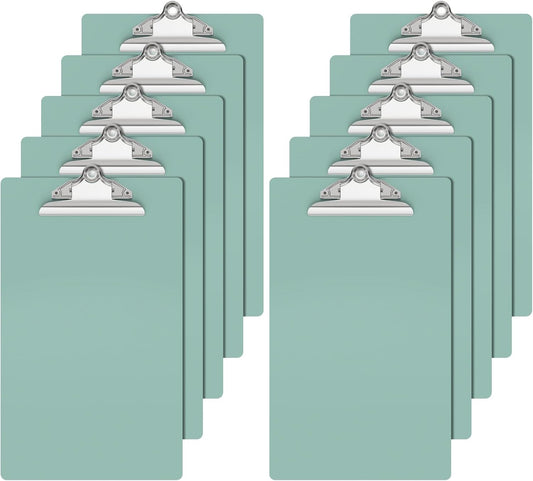 Legal Size Clipboard, Deep Green Plastic 8.5 x 14 Clip Board for Lawers, Heavy Duty Butterfly Clip, 9 x 15 in, Office & School Supply(Pack of 10)