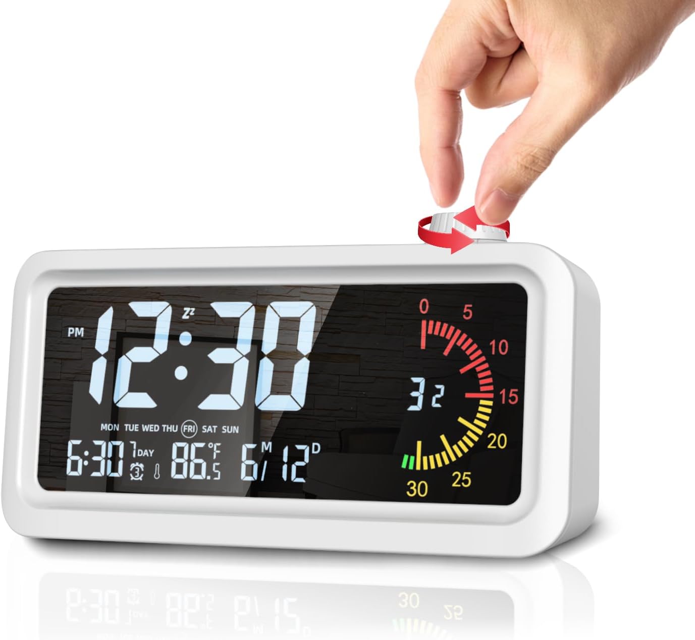 CCHKFEI Rechargeable Digital Alarm Clock with 60-Minute Desk Timer, Dual LCD Display Visual Timer for Kids, Temperature & Date - Ideal for Time Management Tools Classroom, Bedroom, Office and Home