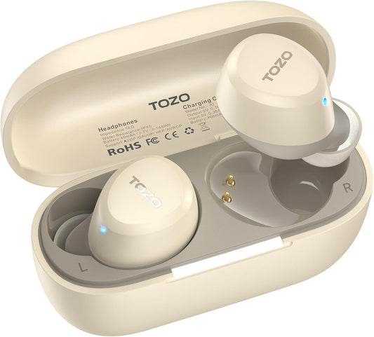 TOZO A1 Wireless Earbuds Bluetooth 5.3 Light Weight in Ear IPX5 Waterproof Headphones 2 Mic for AI Calls, Immersive Premium Sound Bass Headset with Charging Case, 32 Presets EQ Customization via App