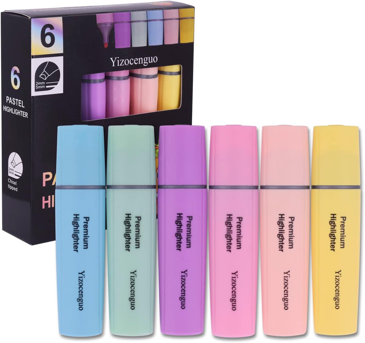Highlighters Assorted Colors, 6 Pastel Highlighters Chisel Tip Marker Pen, for Adults Kids Students, Office School Supplies