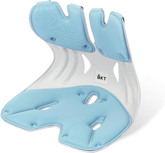 BKT Lumbar Support Seat Cushions Ergonomic Office Chair for Students Office Workers Nursing Mothers Long Sitting Outdoor Fishing Floor Chair (L-Sky Blue)