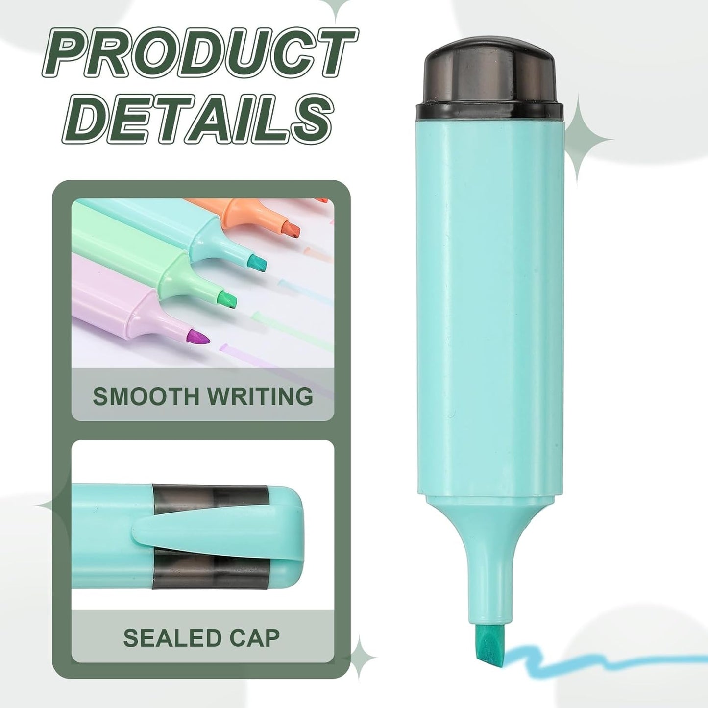 PATIKIL Cute Highlighters, 6 Pack no Bleeding High Lighters Colored Marker Pens Large Capacity Big Bulk Pastel for Office Supplies Books Journal Studying DIY Home, Blue