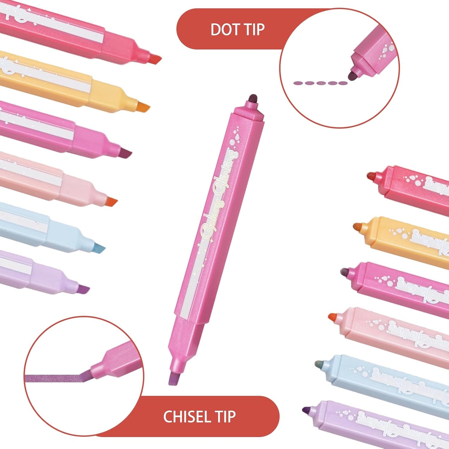 EooUooIP Aesthetic Highlighters, Dual Tip (Chisel & Dot) Cute Highlighter Assorted Colors, Pastel Bible Highlighters, Aesthetic Pink Highlighter Markers for Journal Planner, School Office Art Supplies