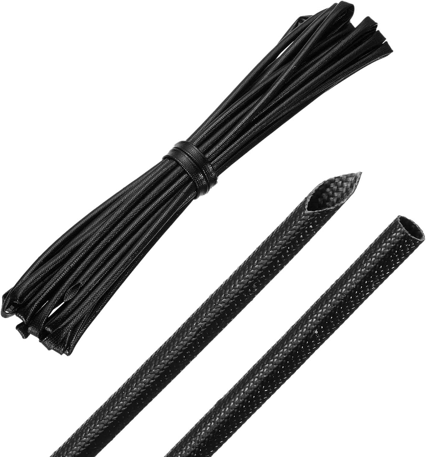 MECCANIXITY 20ft Braided Cable Sleeve, 3/32" ID 200C High Temperature 1500V Fiberglass Wire Insulation Cord Protector Organizer Wires Management for Motor Engine Fuel Line, Black