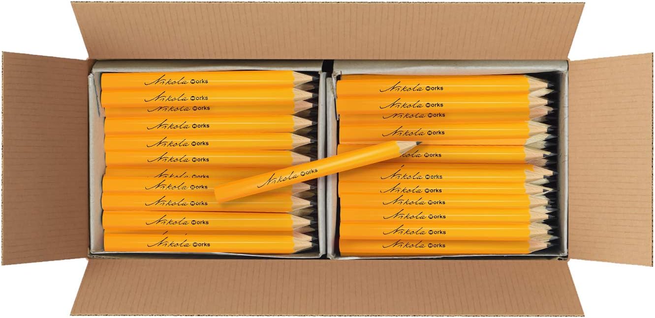 Mini Golf Pencils Without Erasers - 192 Count - Classic Pre-Sharpened #2 HB American Pew Pencils Standard Hex Shaped Bulk Pack
