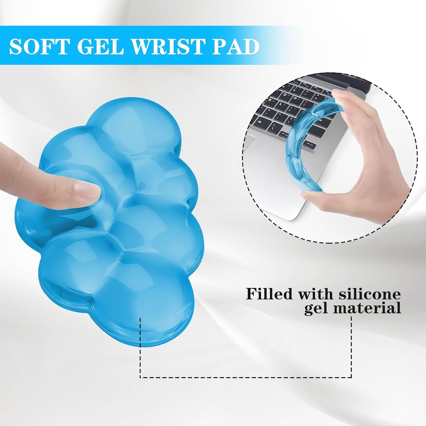 Gel Cloud Mouse Wrist Rest, Cute Wrist Support and Arm Support for Mouse Rest Typing Pain Relief，Suitable for Office/Computer/Laptop/Gaming (Transparent Blue)