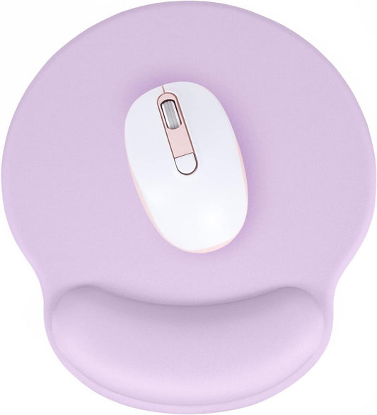 Hsurbtra Ergonomic Mouse Pad with Wrist Rest Support, Gel Mouse Pads with Non-Slip PU Base, Pain Relief Memory Foam Computer Mat, Cute Office Supplies Desk Decro Accessories, Vanilla Purple