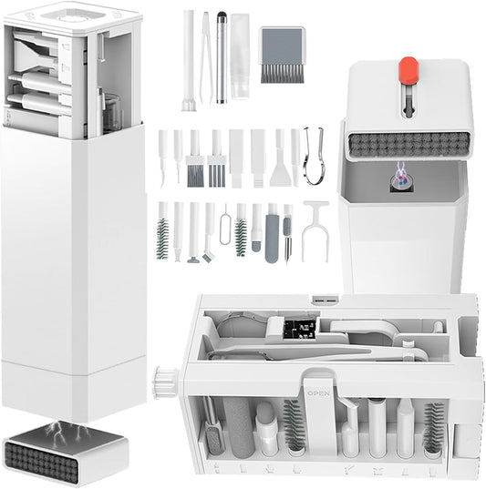 Cell Phone Cleaning Kit, iPhone Cleaning Kit for Charging Port Cleaner Keyboard Cleaning Kit for Airpods/Android/USB C/Earbuds/Laptop/iPad/Camera Lens with Stylus Pen (White)