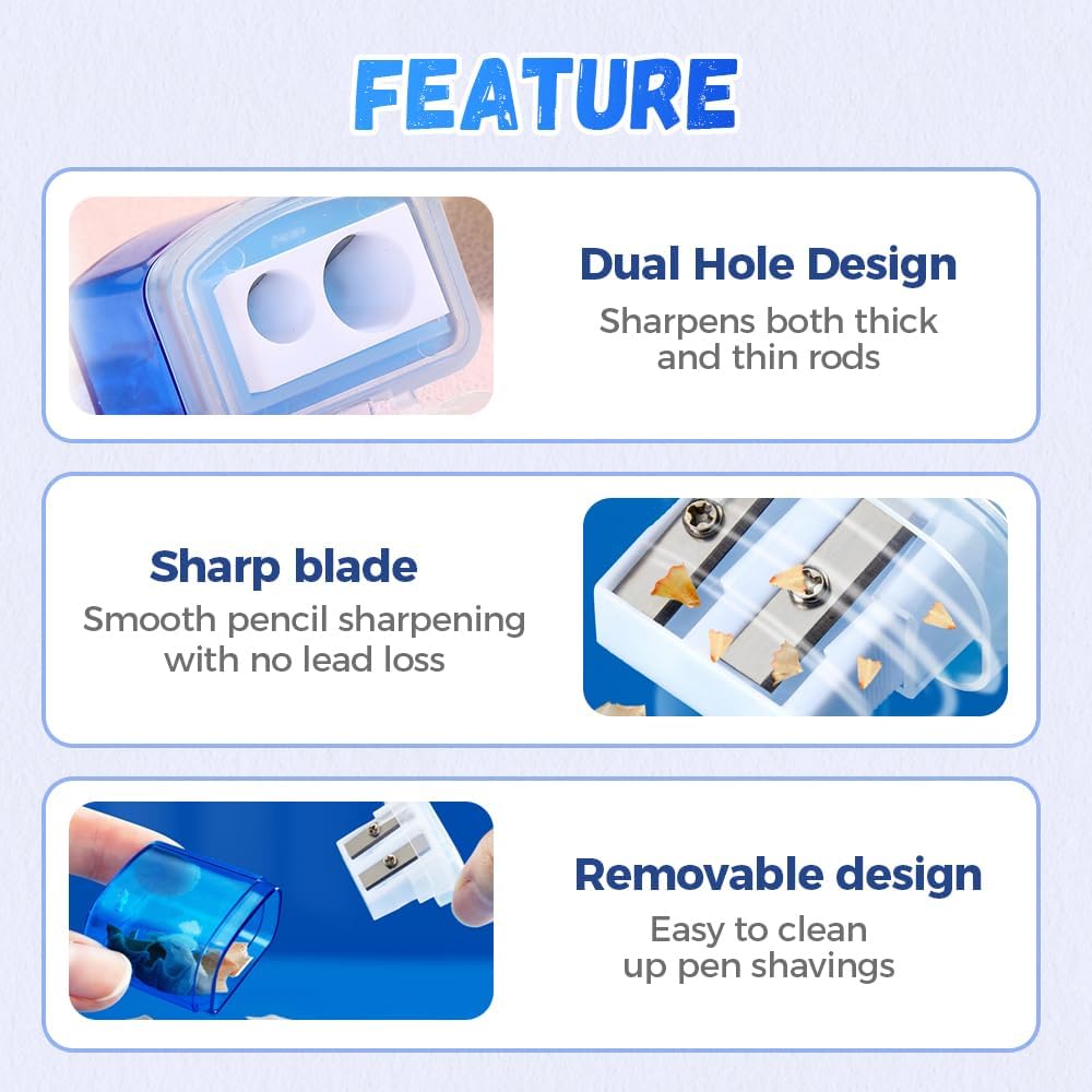 Pencil Sharpeners with Lid, Dual Holes Handheld Pencil Sharpener Manual for Standard and Jumbo Pencils, Compact Cute Sharpener for Kids Adults Students School Home Office (4pcs)