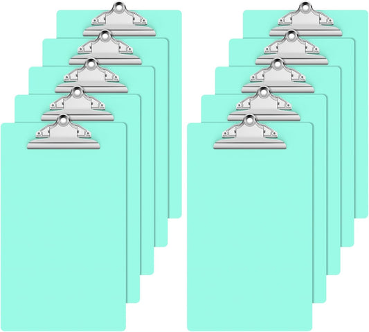 Legal Size Clipboard, Teal Plastic 8.5 x 14 Clip Board for Lawers, Heavy Duty Butterfly Clip, 9 x 15 in, Office & School Supply(Pack of 10)