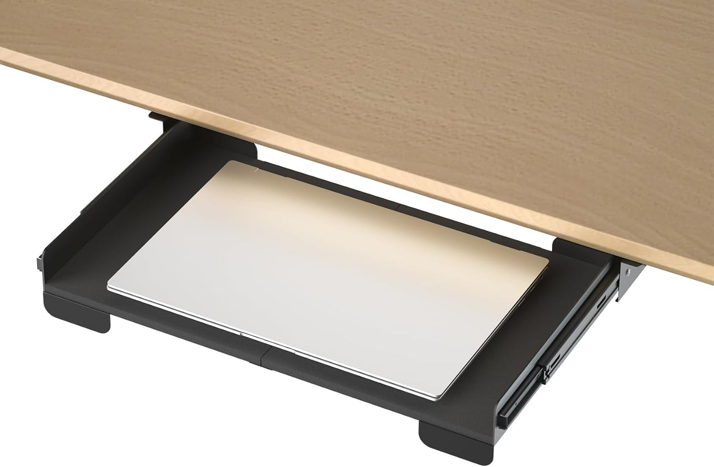 20 Inch Under Desk Mounted Sliding Loptop Drawer, Desktop Extension Pull-Out Laptop Tray for Office Desk, Extra Storage Organizer for Sit Stand Workstation