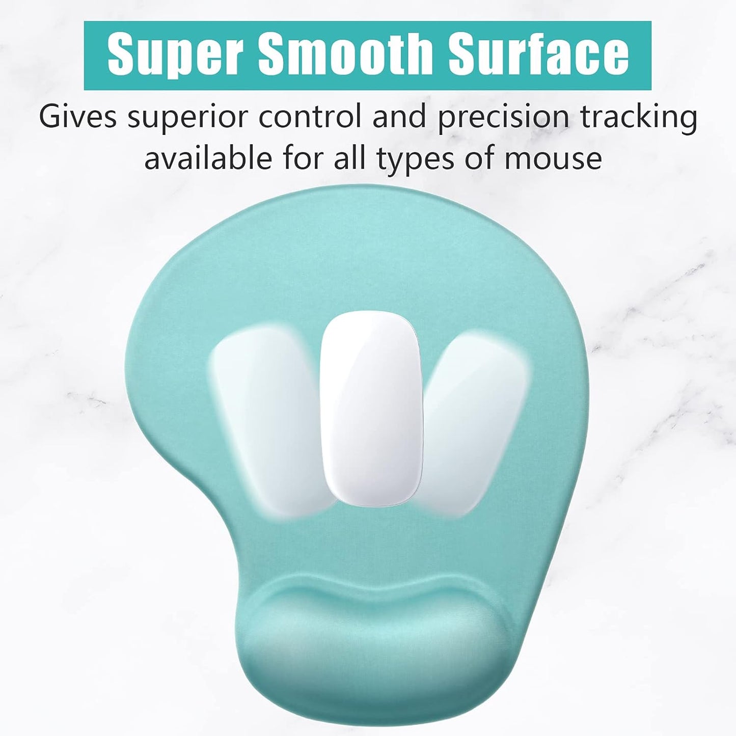 Hsurbtra Ergonomic Mouse Pad with Wrist Rest Support, Gel Mouse Pads with Non-Slip PU Base, Pain Relief Memory Foam Computer Mat, Cute Office Supplies Desk Decro Accessories, Malachite Green