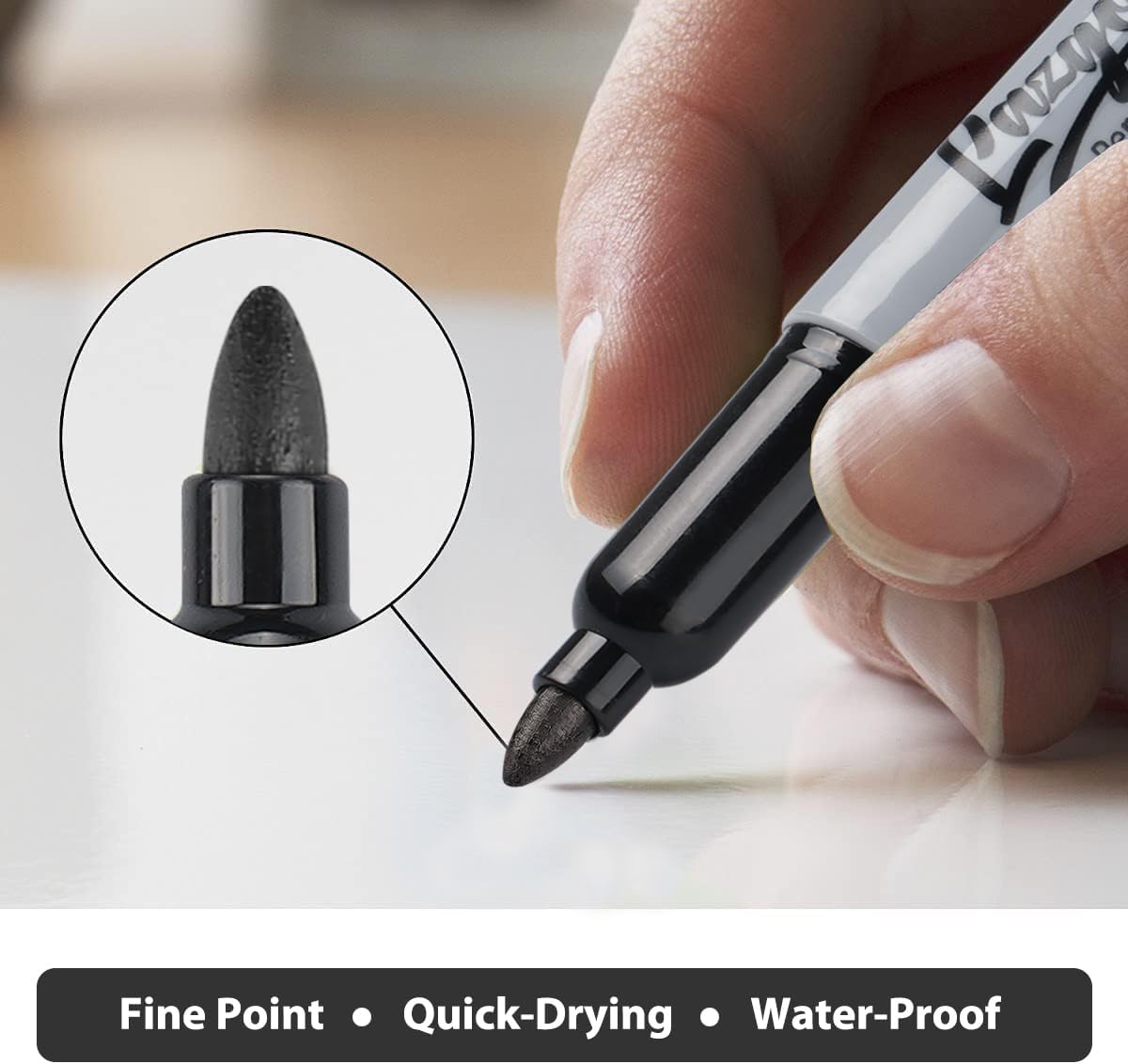 Permanent Markers Bulk, 120 Pack Fine Tip Black Permanent Markers, Waterproof Markers, Premium Smear Proof Pens, Quick Drying, Office Supplies for School, Office, Home